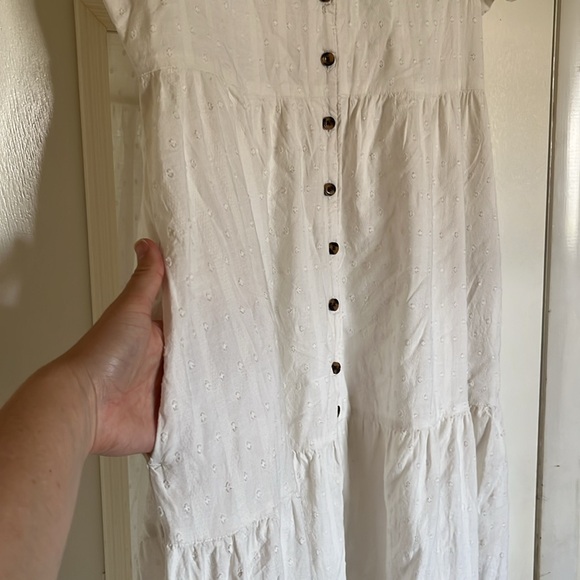 Sonoma white button down maxi dress with Swiss dot details - Picture 5 of 14